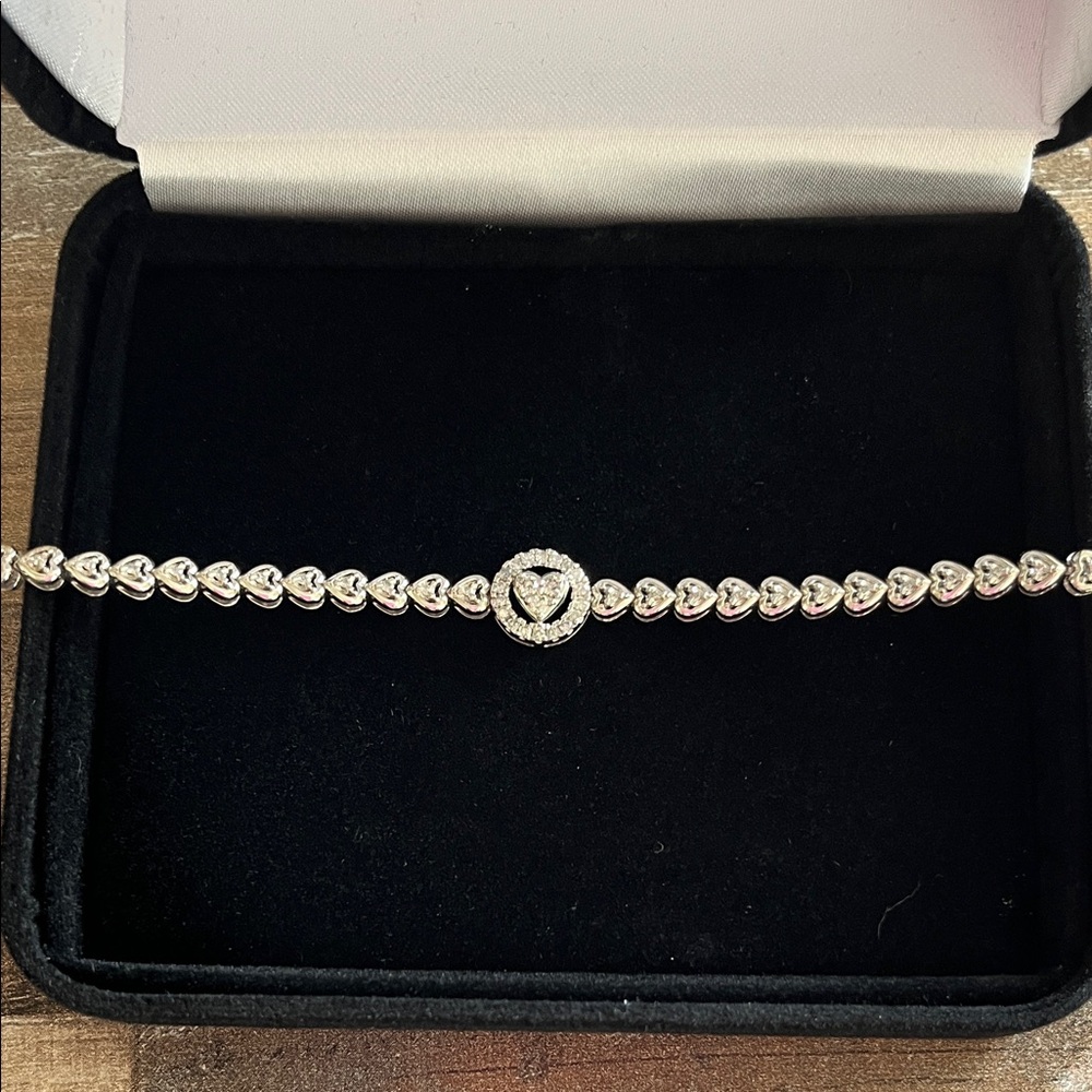 2 Day Sale! Kay Jewelers Diamond Heart Link Anklet 1/2 ct tw Sterling Silver! - Picture 12 of 13